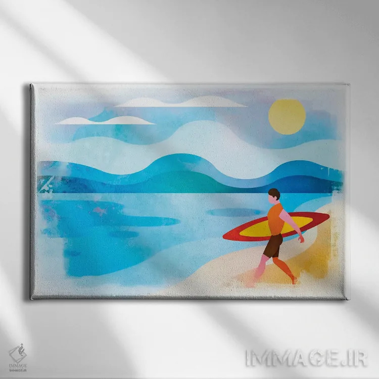 تابلو دکوراتیو بهشت موج سواران اثر آندریا هازه - نمای روبهرو روی دیوار