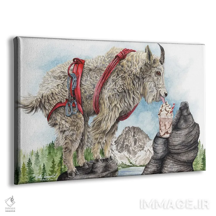 تابلو دکوراتیو موکا بز کوهی اثر هالی سیمنتال - نمای پرسپکتیو محصول