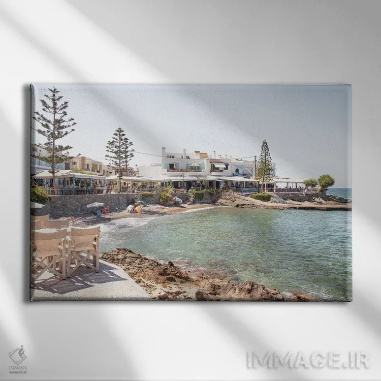 تابلو دکوراتیو منظره ساحلی در یونان اثر هنریکه شنک - نمای روبهرو روی دیوار