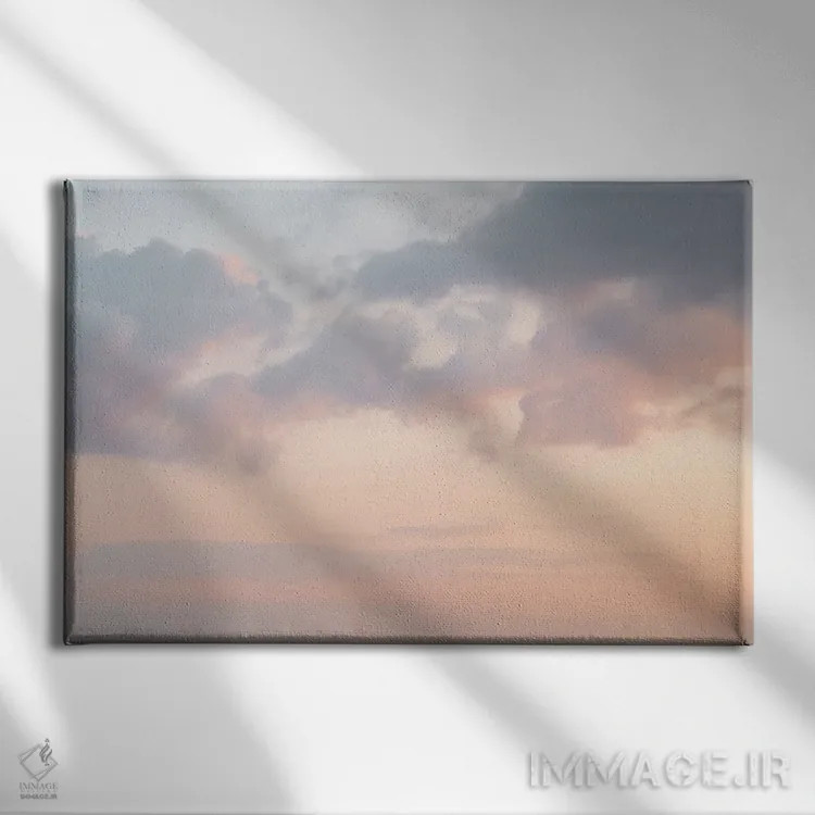 تابلو دکوراتیو غروب رویایی با رنگ های پاستلی اثر هنریکه شنک - نمای روبهرو روی دیوار
