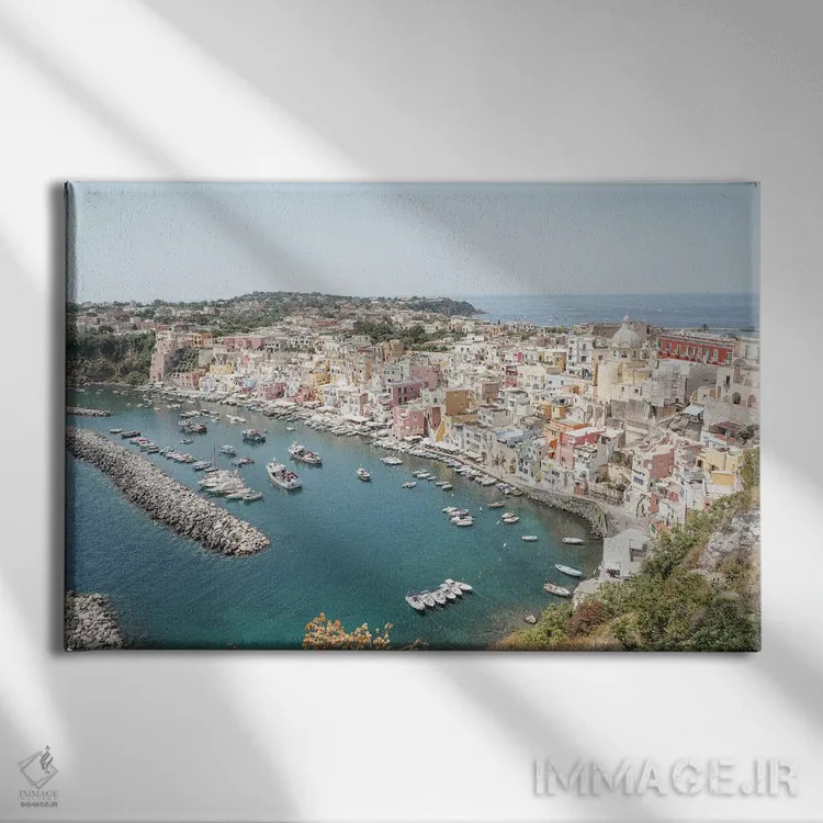 تابلو دکوراتیو Italy,نمای جزیره پروچیدا، ایتالیا اثر هنریکه شنک - نمای روبهرو روی دیوار