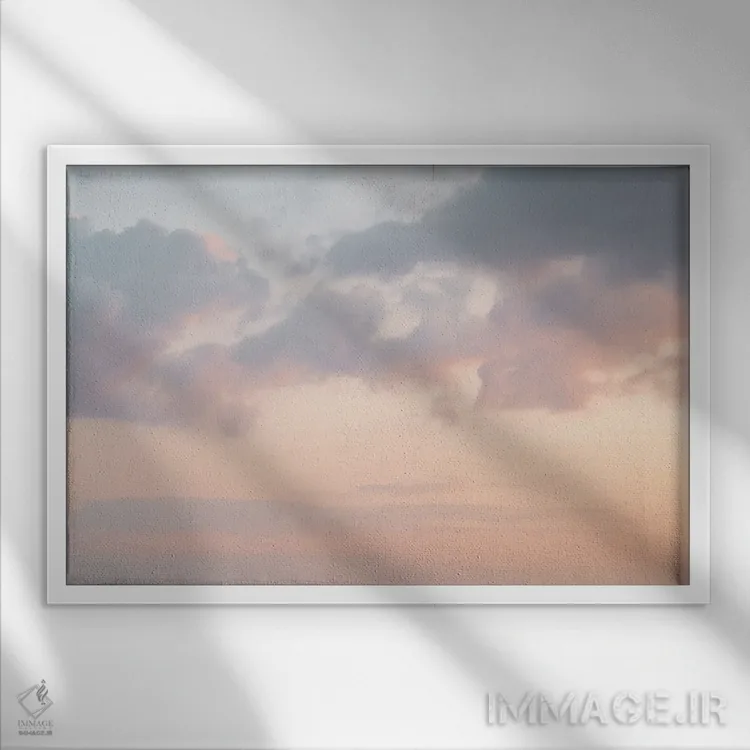 تابلو دکوراتیو غروب رویایی با رنگ های پاستلی اثر هنریکه شنک - نمای قابدار سفید
