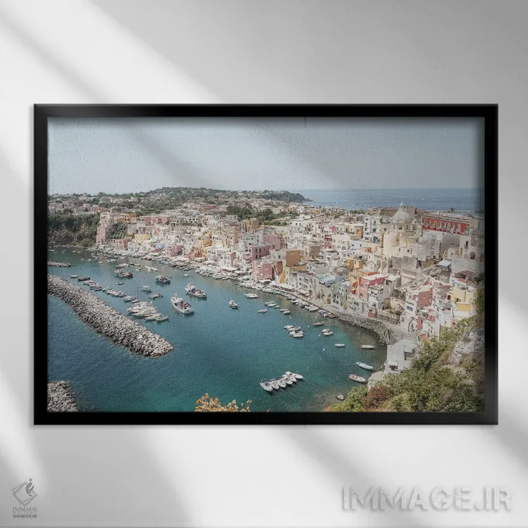 تابلو دکوراتیو Italy,نمای جزیره پروچیدا، ایتالیا اثر هنریکه شنک - نمای قابدار مشکی