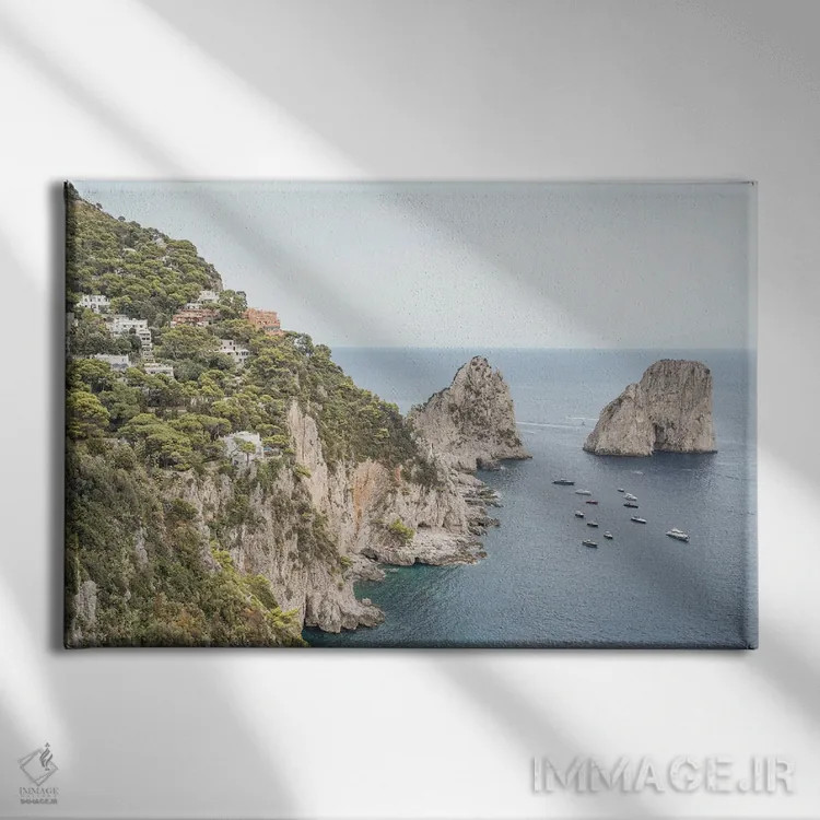 تابلو دکوراتیو ساحل جزیره کاپری اثر هنریکه شنک - نمای روبهرو روی دیوار