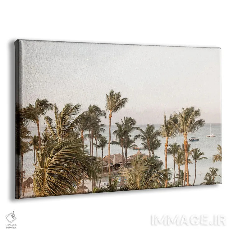 تابلو دکوراتیو ساحل نخل آروبا اثر هنریکه شنک - نمای پرسپکتیو محصول