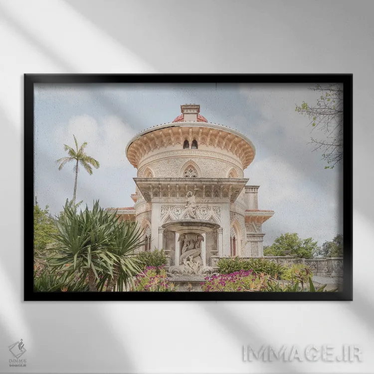 تابلو دکوراتیو منظره قصر مونسرات اثر هنریکه شنک - نمای قابدار مشکی