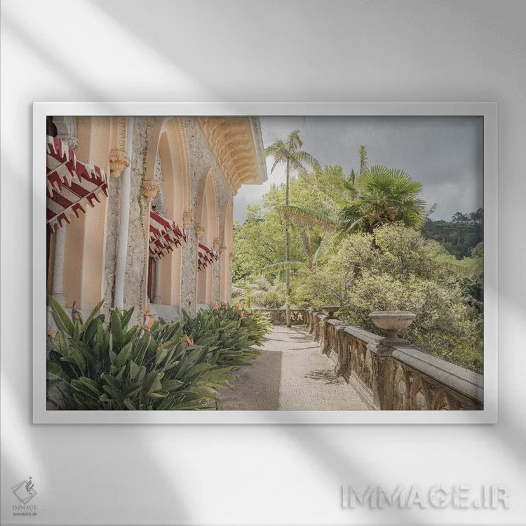 تابلو دکوراتیو باغ های قصر مونسرات ۲ اثر هنریکه شنک - نمای قابدار سفید