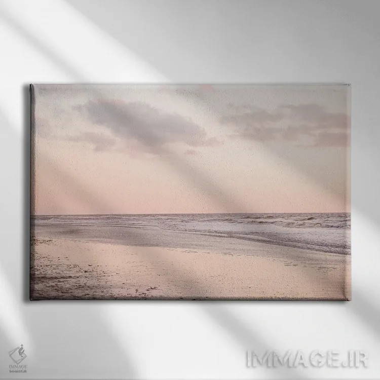 تابلو دکوراتیو غروب صورتی ساحل هلند اثر هنریکه شنک - نمای روبهرو روی دیوار