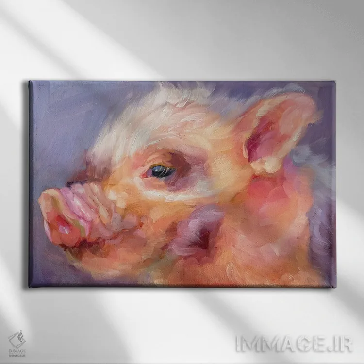 تابلو دکوراتیو مطالعه خوک ۲ اثر هالی استورلی - نمای روبهرو روی دیوار