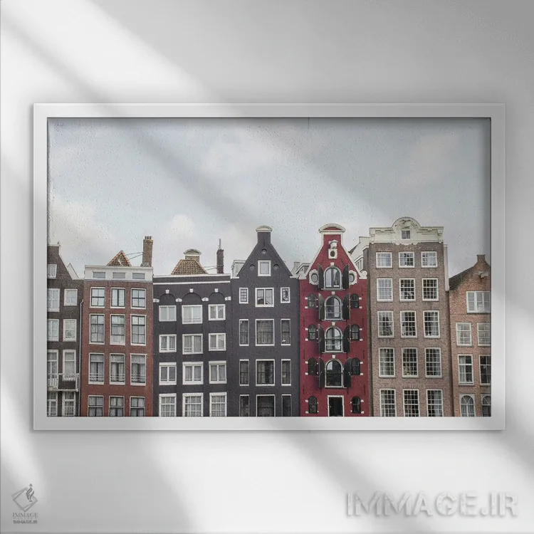 تابلو دکوراتیو خانه های کانالی آمستردام اثر هنریکه شنک - نمای قابدار سفید