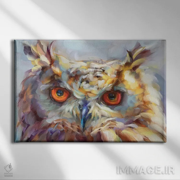 تابلو دکوراتیو مطالعه جغد ۱۴ اثر هالی استورلی - نمای روبهرو روی دیوار