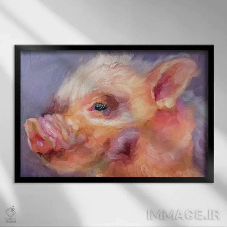 تابلو دکوراتیو مطالعه خوک ۲ اثر هالی استورلی - نمای قابدار مشکی