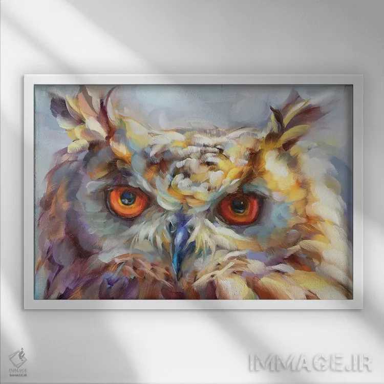 تابلو دکوراتیو مطالعه جغد ۱۴ اثر هالی استورلی - نمای قابدار سفید