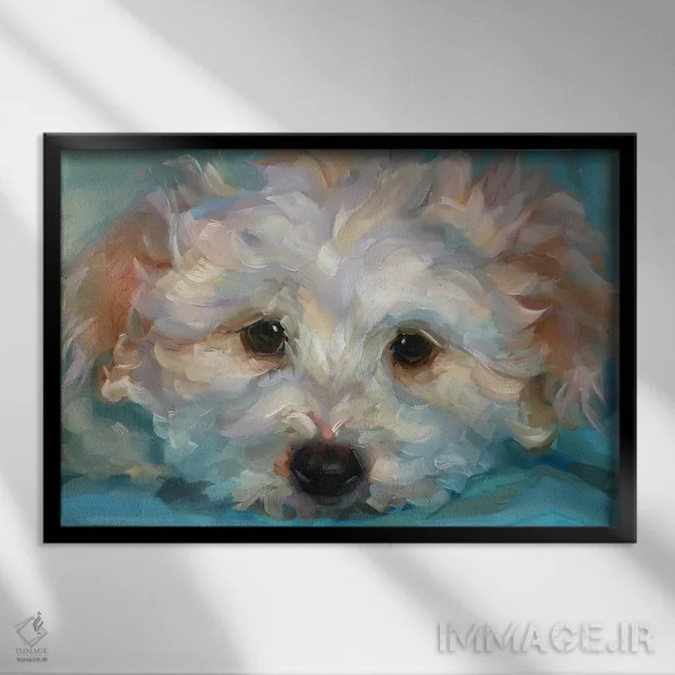 تابلو دکوراتیو مطالعه سگ اثر هالی استورلی - نمای قابدار مشکی