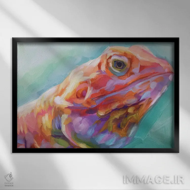 تابلو دکوراتیو مطالعه مارمولک اثر هالی استورلی - نمای قابدار مشکی