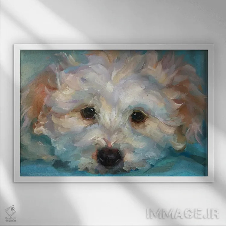 تابلو دکوراتیو مطالعه سگ اثر هالی استورلی - نمای قابدار سفید