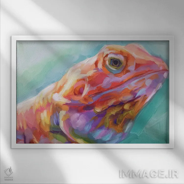 تابلو دکوراتیو مطالعه مارمولک اثر هالی استورلی - نمای قابدار سفید