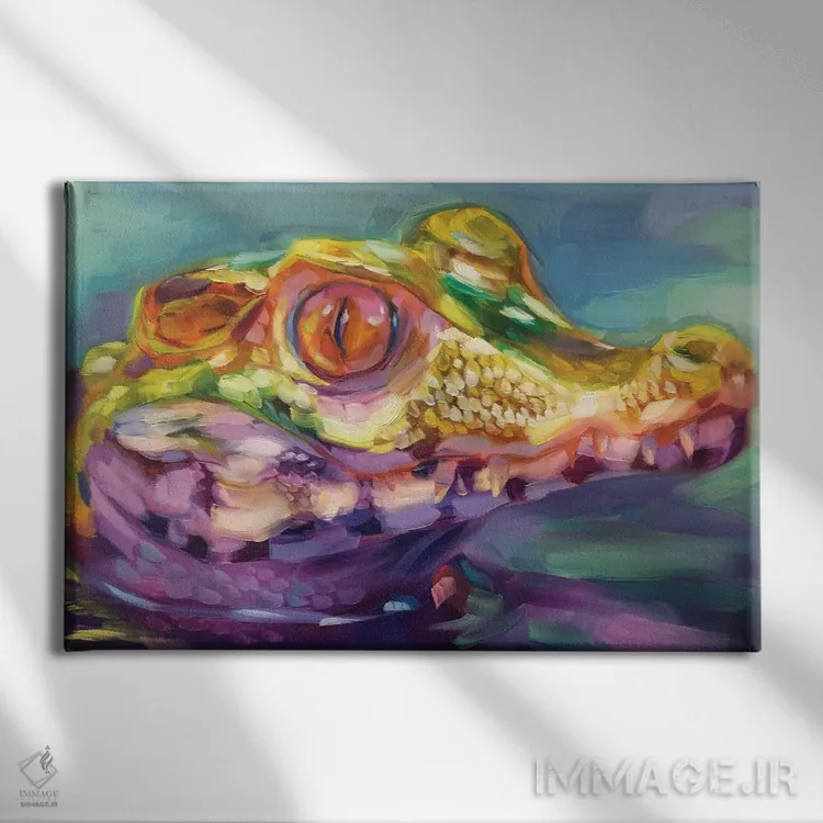 تابلو دکوراتیو مطالعه بچه کروکودیل اثر هالی استورلی - نمای روبهرو روی دیوار