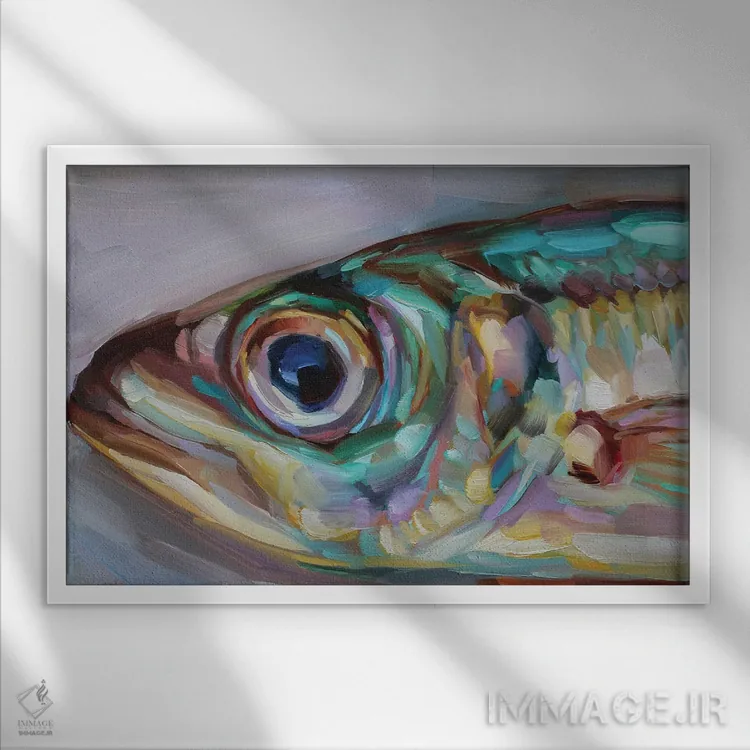 تابلو دکوراتیو مطالعه ماهی ۱۵ اثر هالی استورلی - نمای قابدار سفید