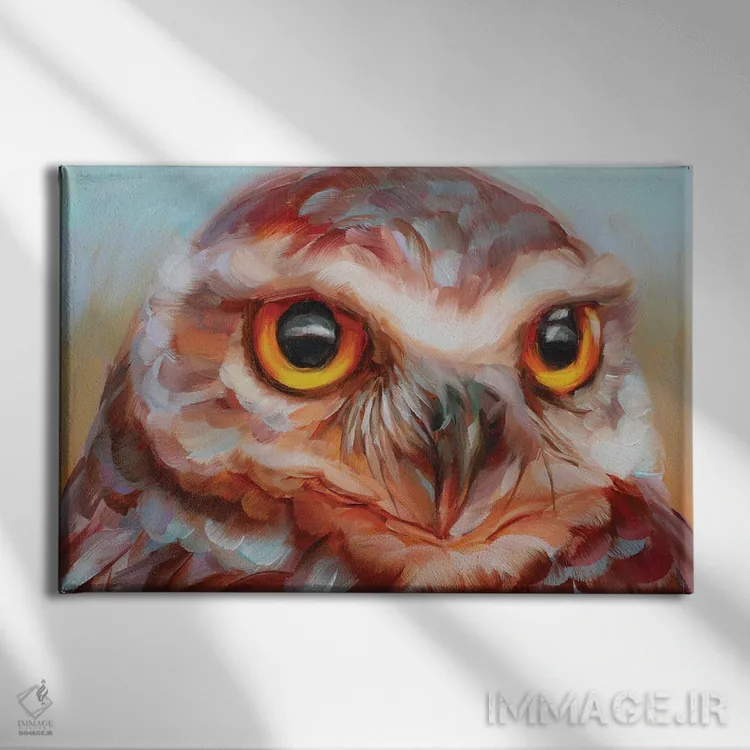 تابلو دکوراتیو مطالعه جغد ۱۶ اثر هالی استورلی - نمای روبهرو روی دیوار