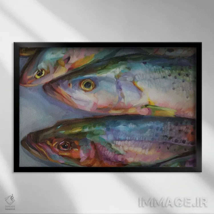 تابلو دکوراتیو مطالعه ماهی ۴۶ اثر هالی استورلی - نمای قابدار مشکی