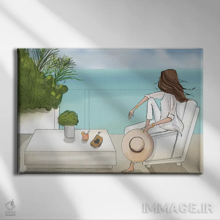 تابلو دکوراتیو آخر هفته در میامی روی تراس اثر هدر استیلافسن - نمای روبهرو روی دیوار