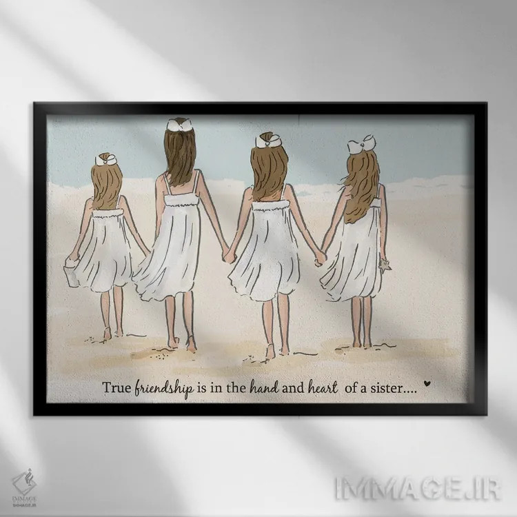 تابلو دکوراتیو خواهران ۴ اثر هدر استیلافسن - نمای قابدار مشکی