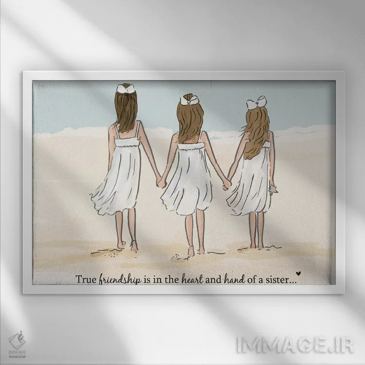 تابلو دکوراتیو خواهران ۳ اثر هدر استیلافسن - نمای قابدار سفید