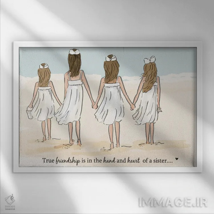 تابلو دکوراتیو خواهران ۴ اثر هدر استیلافسن - نمای قابدار سفید