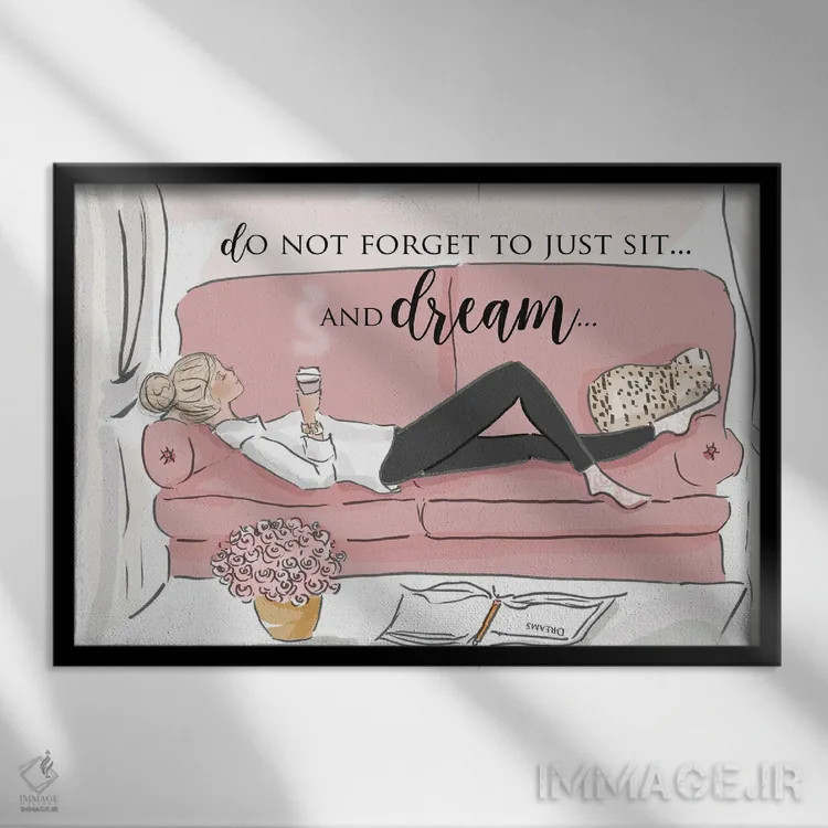 تابلو دکوراتیو بنشین و رویا بباف اثر هدر استیلافسن - نمای قابدار مشکی