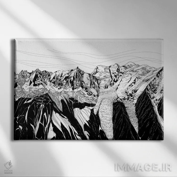 تابلو مدرن شامونی مون بلان اثر کورالی هوئن - نمای روبهرو روی دیوار