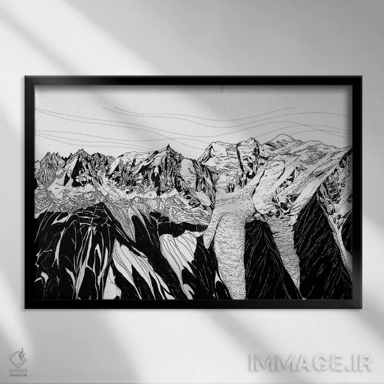 تابلو مدرن شامونی مون بلان اثر کورالی هوئن - نمای قابدار مشکی