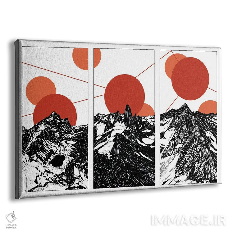 تابلو انتزاعی سه خورشید درخت اثر کورالی هوئن - نمای پرسپکتیو محصول