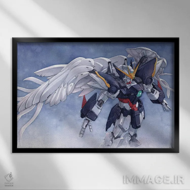 تابلو دکوراتیو گاندام وینگ زیرو اثر هکتور ترونک - نمای قابدار مشکی