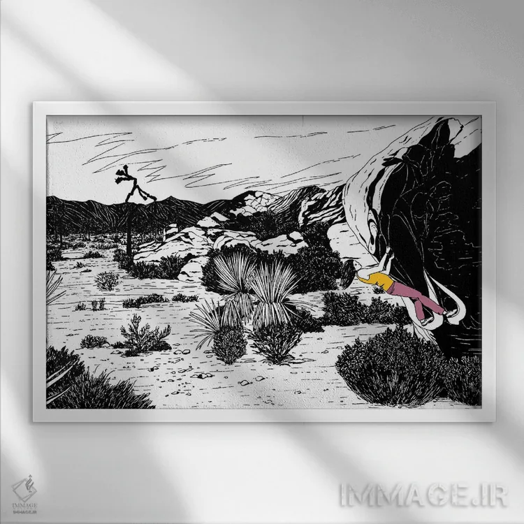 تابلو مدرن صخره نوردی در جاشوا تری اثر کورالی هوئن - نمای قابدار سفید