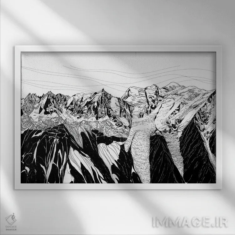 تابلو مدرن شامونی مون بلان اثر کورالی هوئن - نمای قابدار سفید