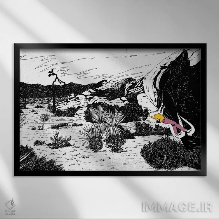 تابلو مدرن صخره نوردی در جاشوا تری اثر کورالی هوئن - نمای قابدار مشکی