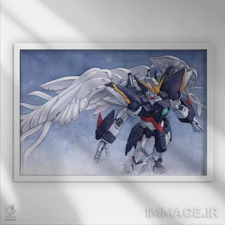 تابلو دکوراتیو گاندام وینگ زیرو اثر هکتور ترونک - نمای قابدار سفید