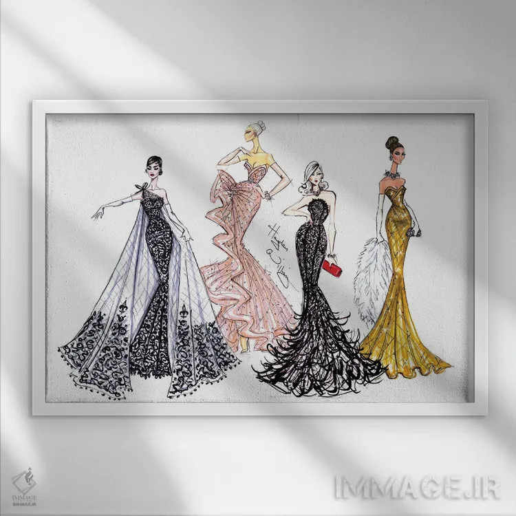 تابلو دکوراتیو جلوه فرش قرمز اثر هایدن ویلیامز - نمای قابدار سفید