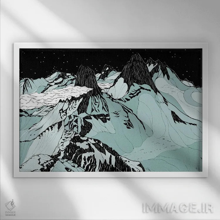 تابلو مدرن شب در بوگابوز اثر کورالی هوئن - نمای قابدار سفید