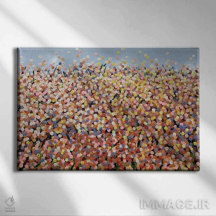 تابلو انتزاعی سری رز ۳-۰۴۴ اثر جونگ-هیون پارک - نمای روبهرو روی دیوار