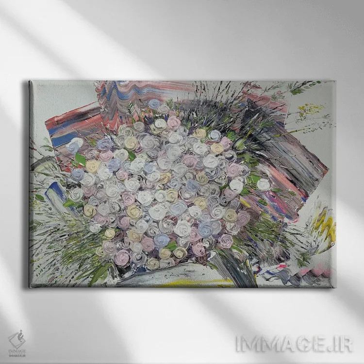 تابلو مدرن سری رز ۳-۰۳۳ اثر جونگ-هیون پارک - نمای روبهرو روی دیوار