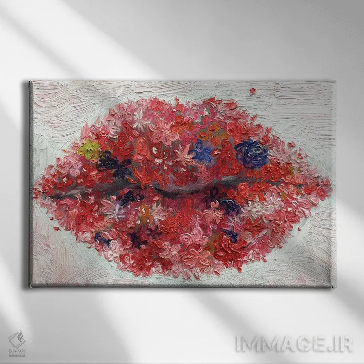 تابلو دکوراتیو گل در لب ها اثر جونگ-هیون پارک - نمای روبهرو روی دیوار
