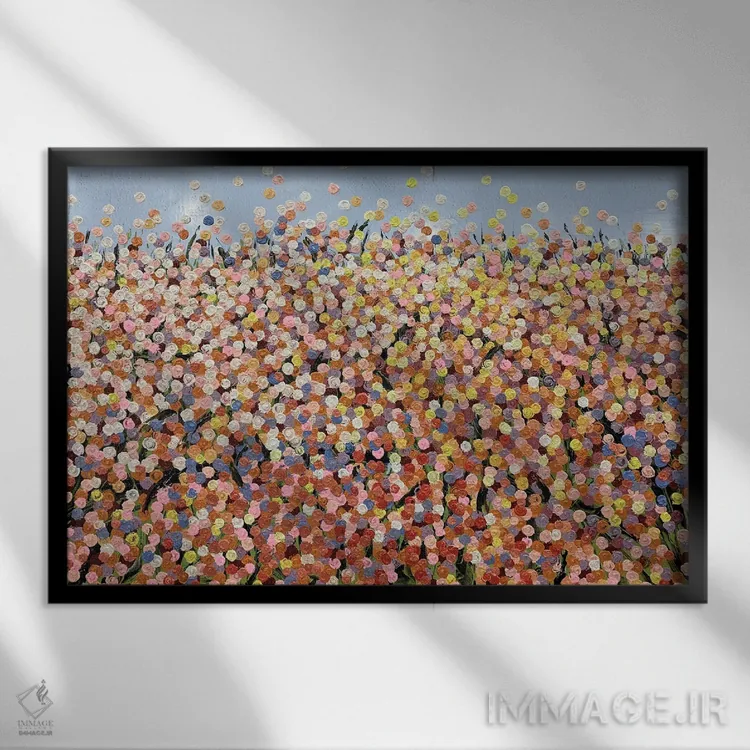 تابلو انتزاعی سری رز ۳-۰۴۴ اثر جونگ-هیون پارک - نمای قابدار مشکی