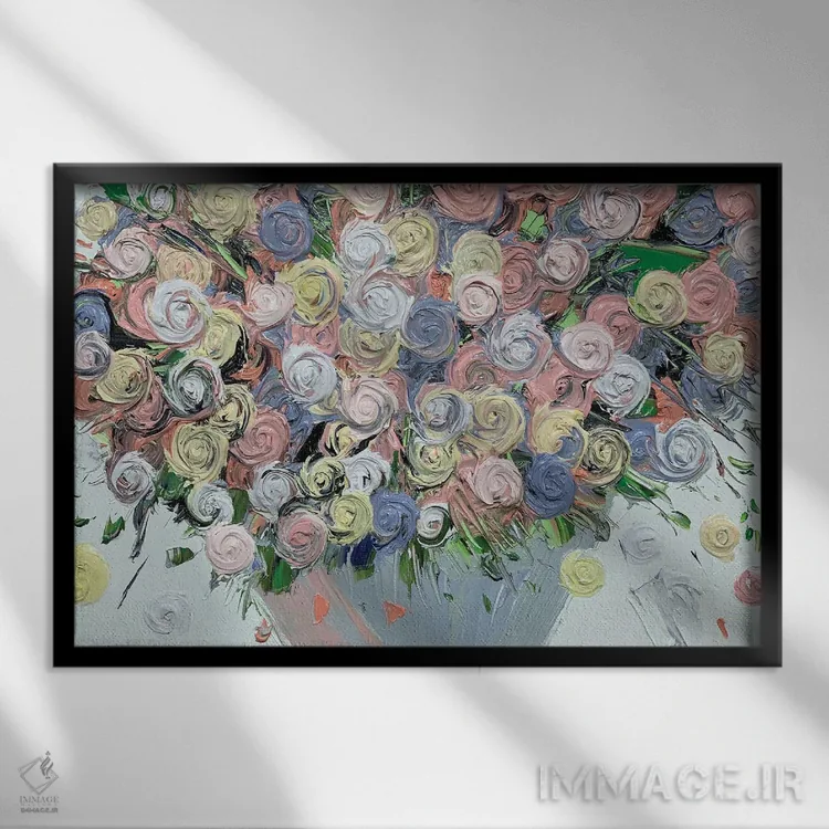 تابلو مدرن سری رز ۳-۰۱۳ اثر جونگ-هیون پارک - نمای قابدار مشکی