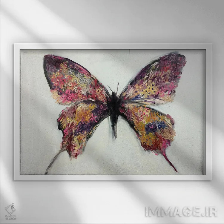 تابلو دکوراتیو گل در پروانه اثر جونگ-هیون پارک - نمای قابدار سفید