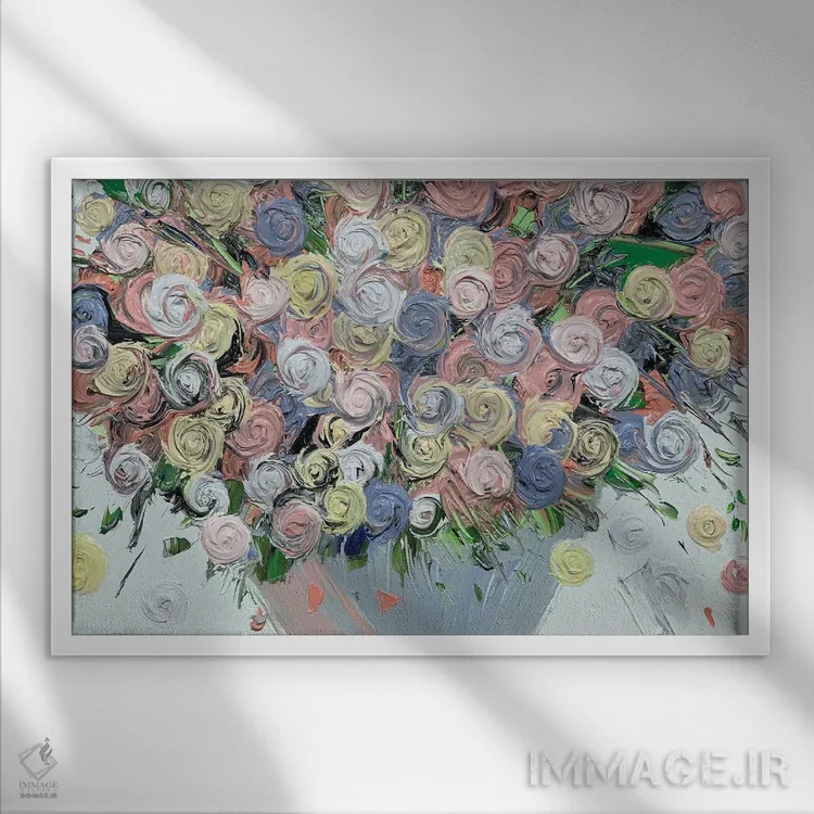 تابلو مدرن سری رز ۳-۰۱۳ اثر جونگ-هیون پارک - نمای قابدار سفید