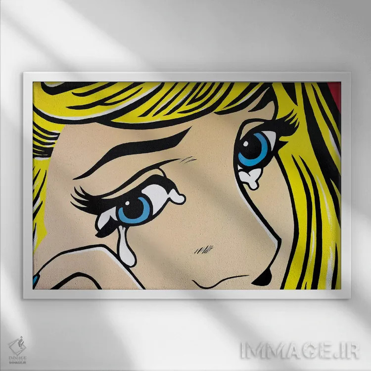 تابلو دکوراتیو دختر گریان فقط چشمان اثر هایبرید لایف آرت - نمای قابدار سفید
