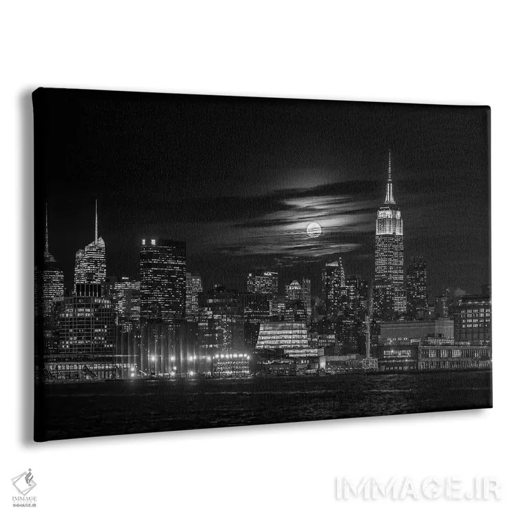 تابلو دکوراتیو منهتن در شب اثر هوا ژو - نمای پرسپکتیو محصول