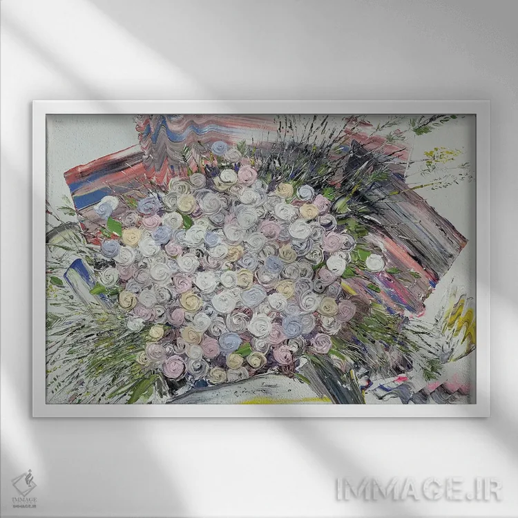 تابلو مدرن سری رز ۳-۰۳۳ اثر جونگ-هیون پارک - نمای قابدار سفید